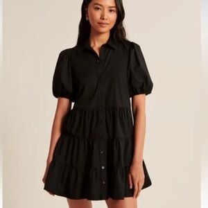 Abercrombie & Fitch - Puff Sleeve Poplin Shirt Dress